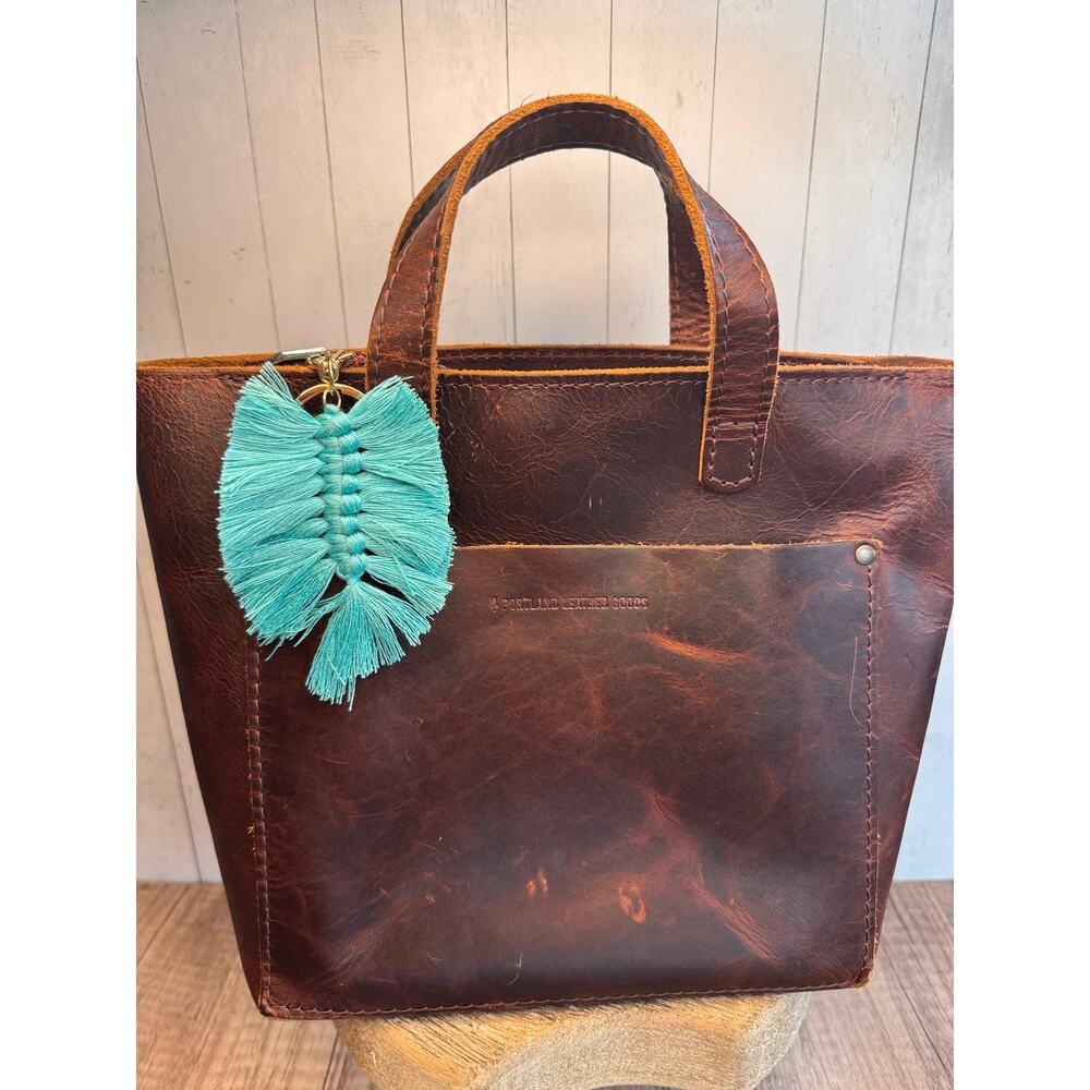 Teal Macrame Feather Bag Charm Macrame Boho Blue Accessories NeW Fast Ship